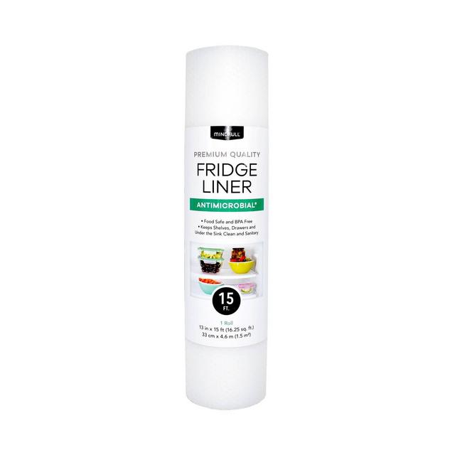 Mindfull 13" x 15' Antimicrobial Frosted Fridge Liner White