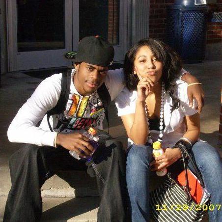 Our first picture together. Sitting outside of my Dorm Room at SHSU.