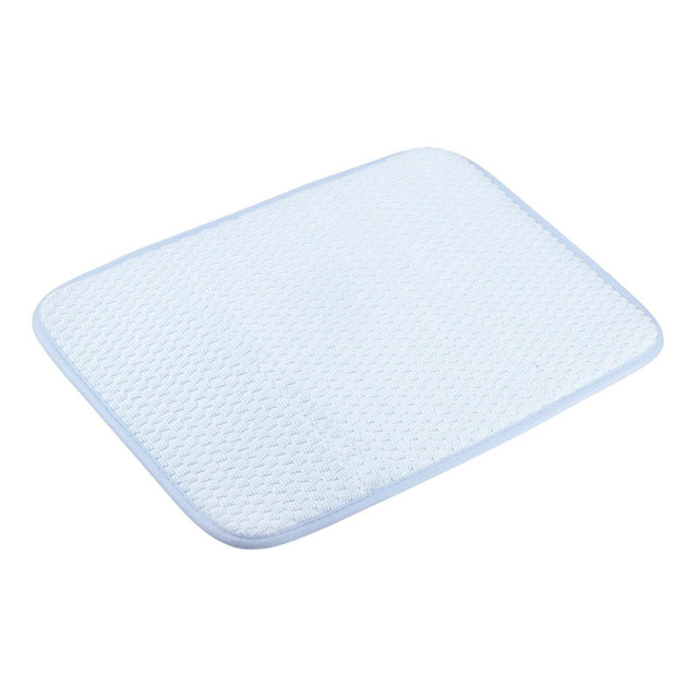 Unique Bargains Microfiber Non-slip Ultra Absorbent Quick Drying Dish Drying Mat 15.75 x 11.82 Inch Blue 2 Pcs