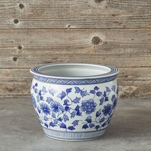 Blue & White Ceramic Planter, Large