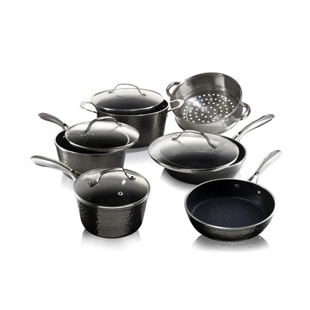 Granitestone Diamond Nonstick Hammered 10-Piece Cookware Set in Pewter