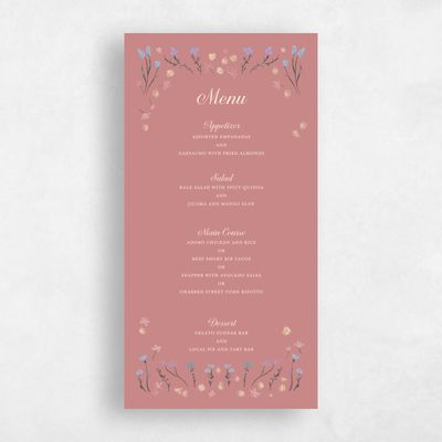 Deep Blush, Pink Wedding Menu - Harebell