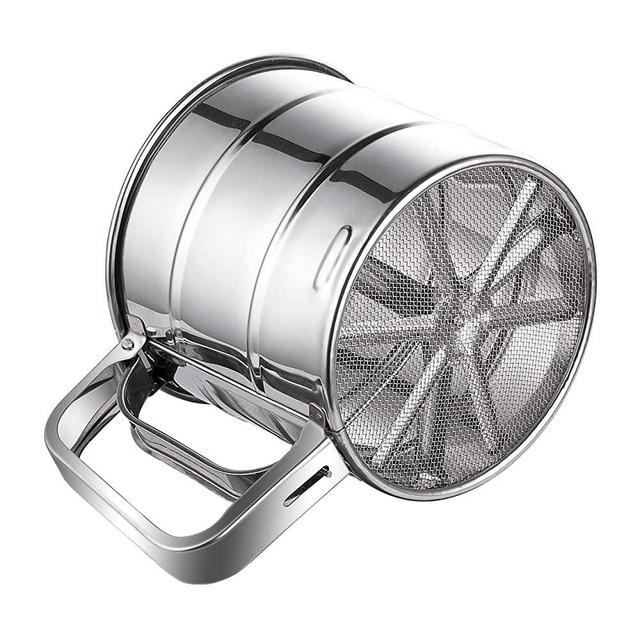 Flour Sifter, McoMce Stainless Steel Sifter for Baking, Double Layers Sifter, Powder Sugar Shaker with Hand Press Design, Flour Sifter for Baking in the kitchen