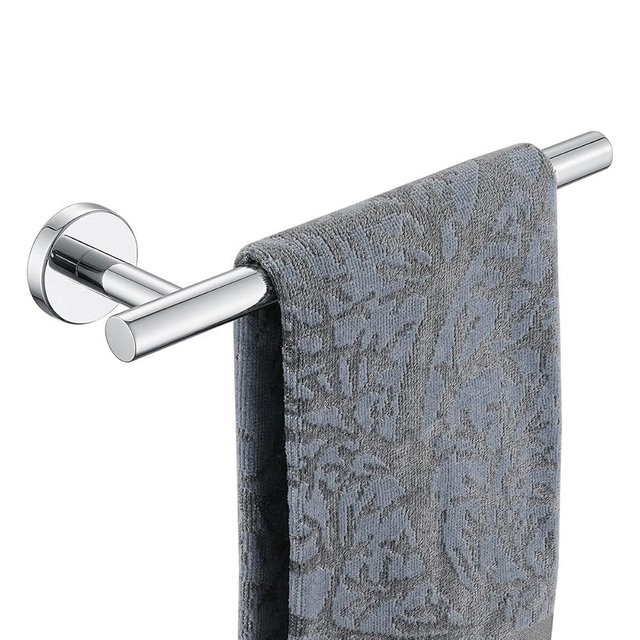 JQK Hand Towel Holder Towel Ring Chrome, 10 Inch Thicken 0.8mm 304 Stainless Steel Bathroom Hand Towel Bar, 9 Inch Useable Length Wall Mount Towel Rack Hanger, Polished Steel, THH110L9-CH