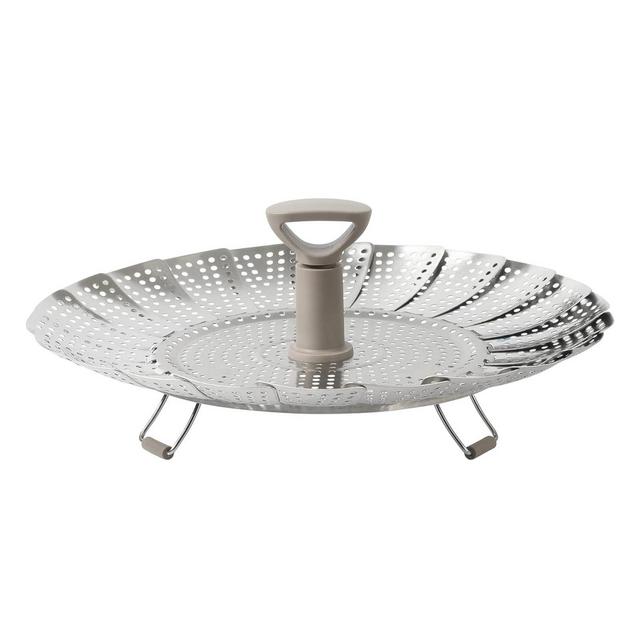 Martha Stewart Richburn Stainless Steel Telescopic Folding Steamer Insert with Handle in Taupe