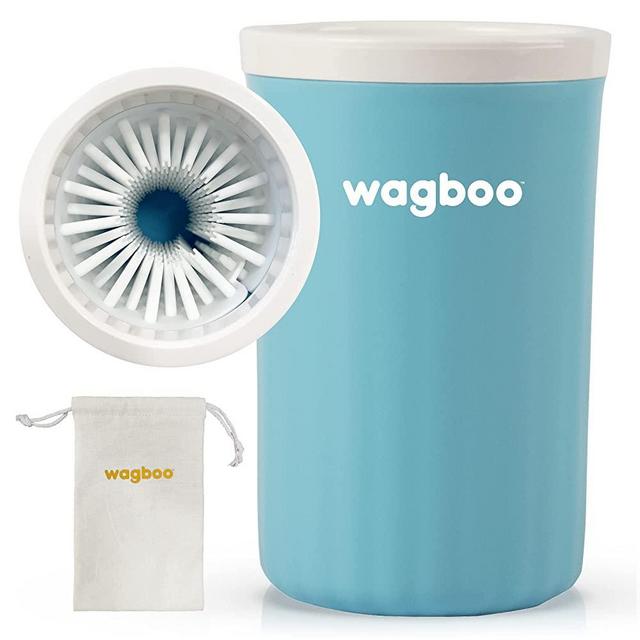 Wagboo Portable Dog Paw Cleaner Brush Large Pawlisher | Easy Wash Blue, Silicone Dog Bathing Supplies, Foot Washer Puppy Paw Wash for Medium Large Dogs, Dog Essentials, Dog Travel Camp House Accessories for Large Dogs