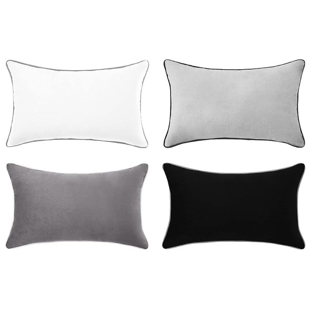 MONDAY MOOSE Decorative Throw Pillow Covers Cushion Cases, Set of 4 Soft Velvet Modern Double-Sided Designs, Mix and Match for Home Decor, Pillow Inserts Not Included (12x20 inch, Black/White)