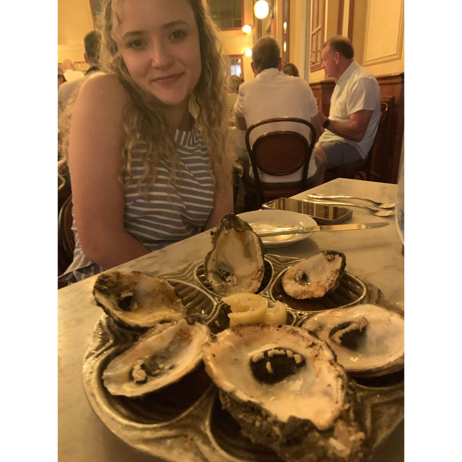I introduced Lauren to char-grilled oysters at this very restaraunt. Now, its one of our favorites!