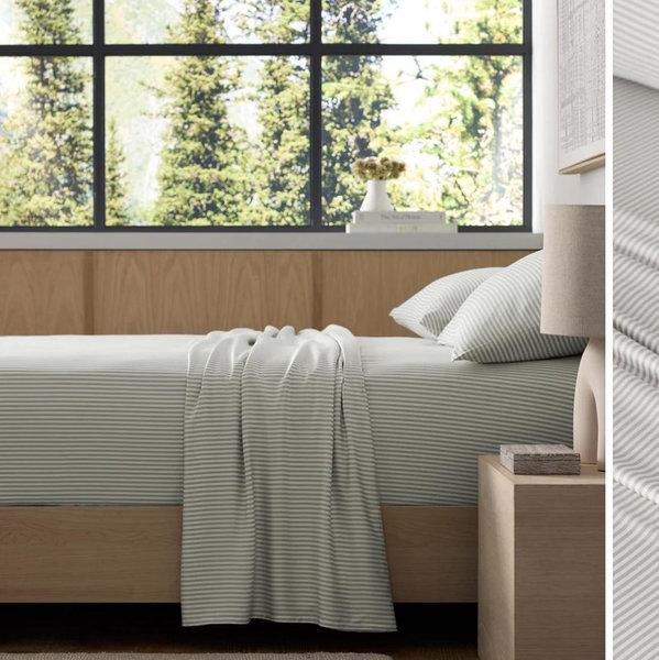 Cozy Earth Bamboo Sheet Set (Classic Stripe in Laurel)