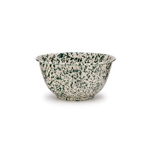 Crow Canyon Splatter Large Salad Bowl in Green and Cream