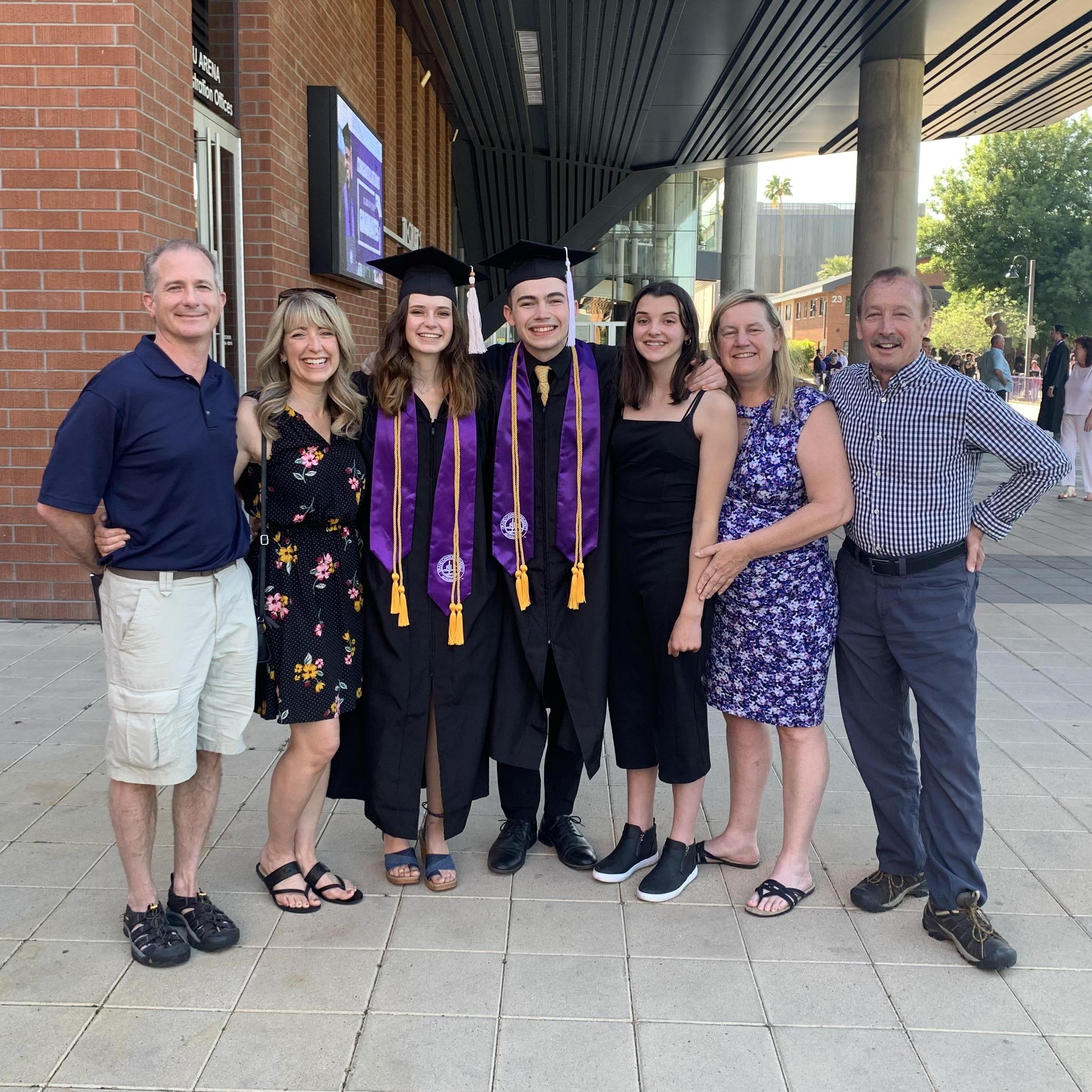 David & Brenda Janke, Madison, Isaac, Ava, Connie & John O'Farrell at graduation in Phoenix
