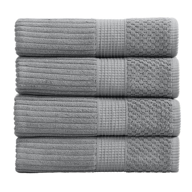 Springtree Home 100% Cotton Bath Towel Set of 4 | Super Soft & Absorbent with Quick-Dry Fibers | 4 Bath Towels | Textured and Durable Cotton | Krista Collection (Ultimate Grey)