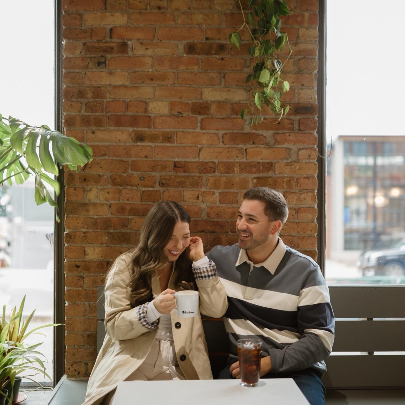We took enagement photos in our favorite coffee shop, Valentine.