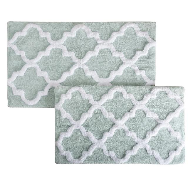 2pc Trellis Bath Mat Set Seafoam - Yorkshire Home