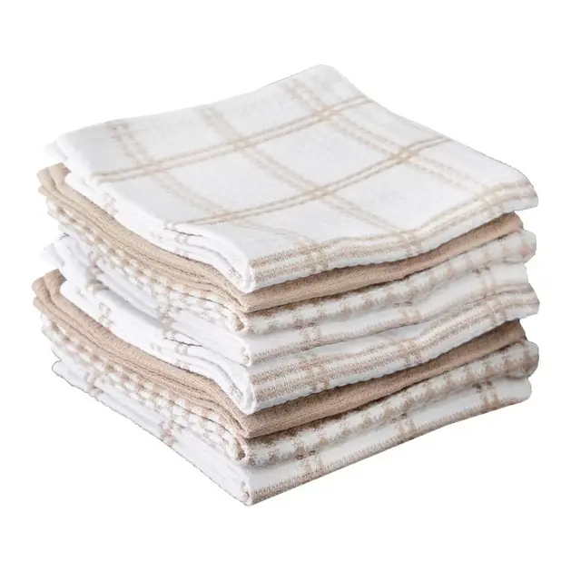 T-fal Coordinating Flat Waffle Weave Dish Cloth, Eight Pack, Sand