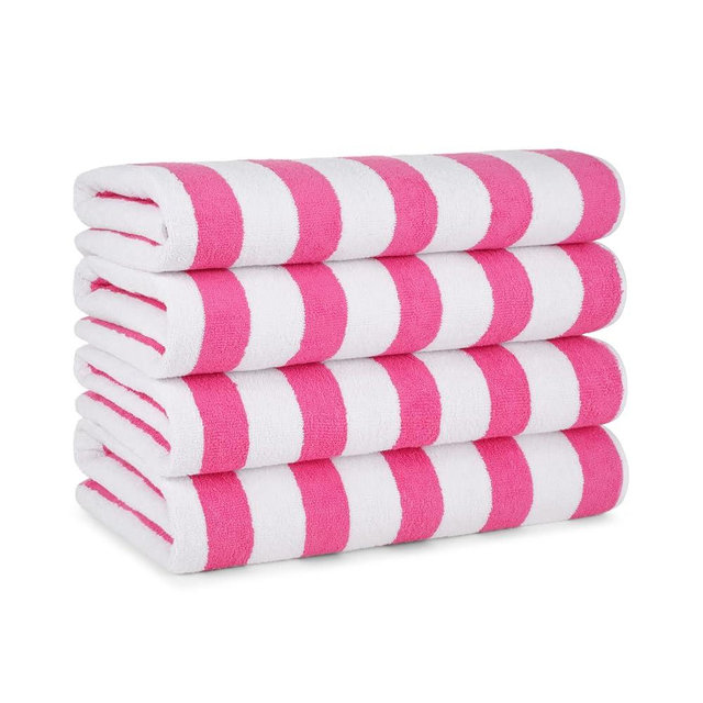 Arkwright Cali Cabana Beach Towels - (Pack of 4) 100% Ring Spun Cotton Large Soft Quick Dry Pool Towel, Perfect for Hotel, Swim, Bathroom Hot Tub, and Resort, 30 x 60 in, Pink