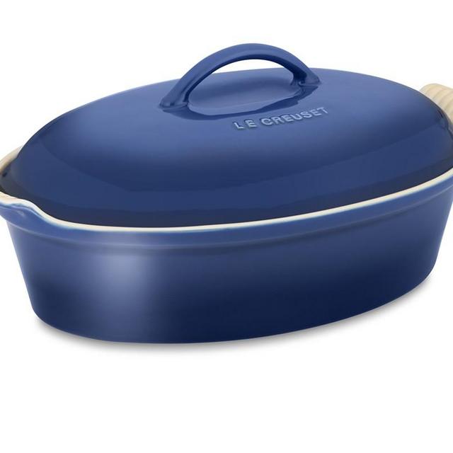 Le Creuset Heritage Stoneware Oval Covered Casserole, 4-Qt., Lapis