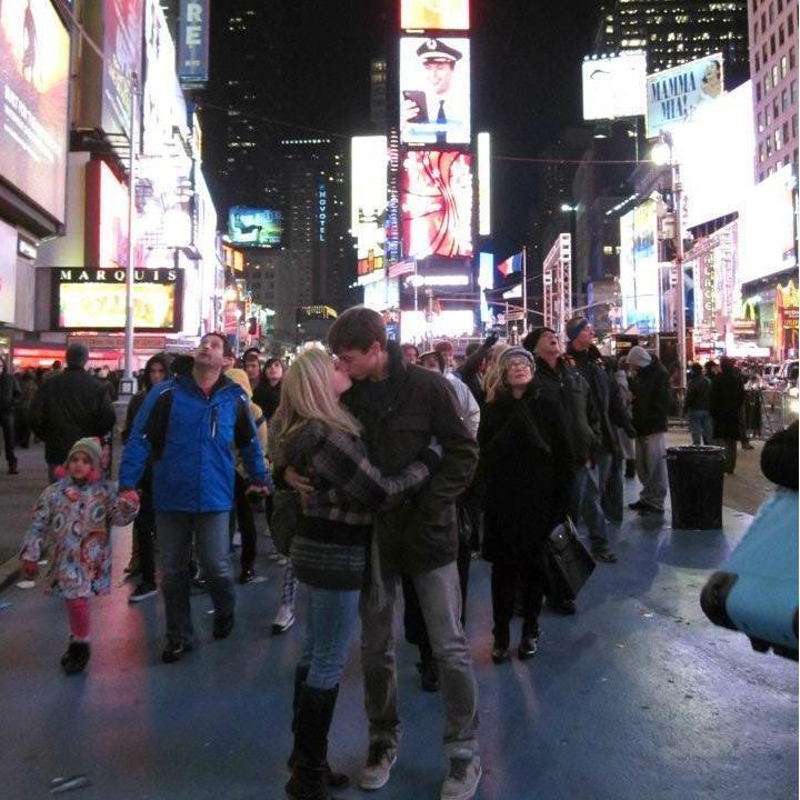 Next was an adventure to NYC where Cait learned first-hand how much Kyle hates wet socks. Still love him anyway (2011).