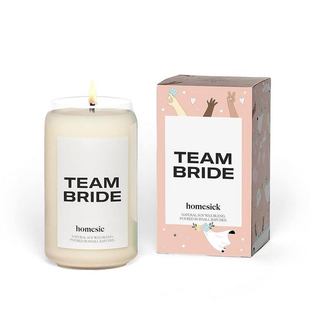 Homesick Premium Scented Candle, Team Bride - Scents of Linen, Beach Plum, Lily of The Valley, 13.75 oz, 60-80 Hour Burn, Gifts, Soy Blend Candle Home Decor, Wedding Gift