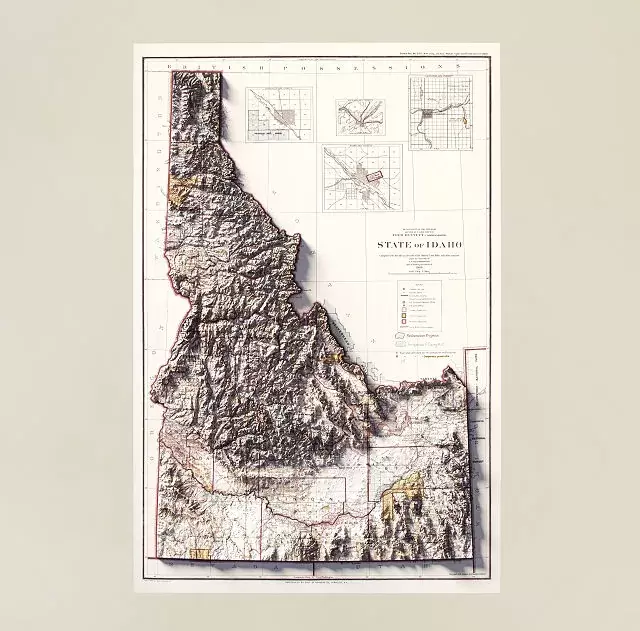 Vintage Topography State Map Print