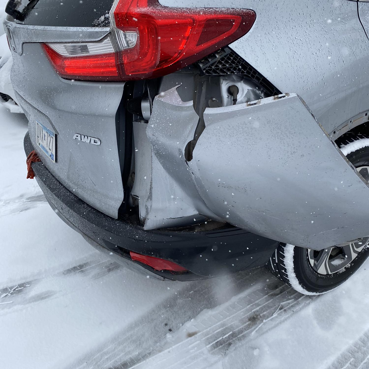 Liz’s turn to crash a car