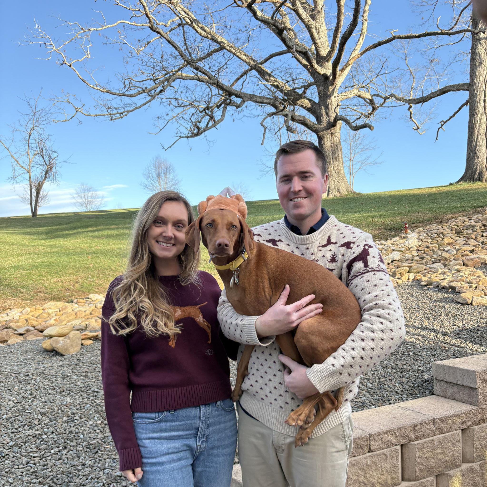 Kendall, Sam and Allie the Turkey celebrating Thanksgiving in Fries, Virginia. November 2025.