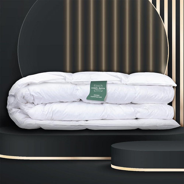 ComfyDown RoyalRest Comforter - Made in USA, 750+ Fill Power Luxury White Down, All-Season, Machine Washable, Queen Size 90" x 92"