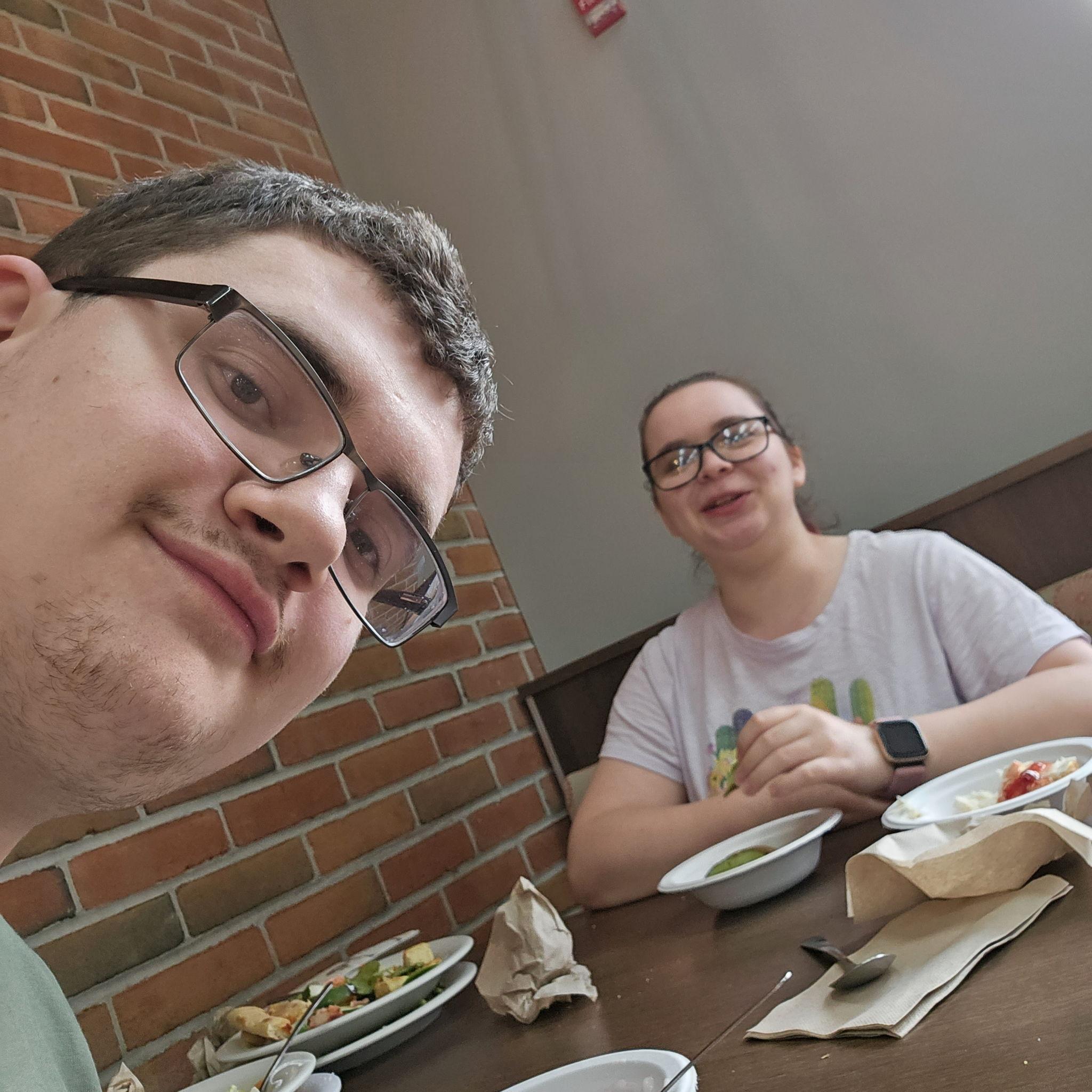 We also enjoy eating out. Josh still takes bad pictures of me.