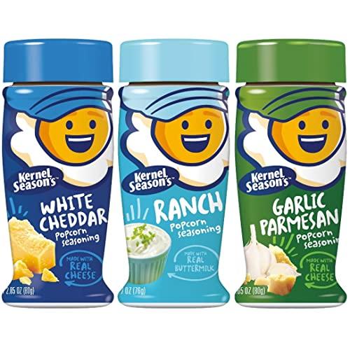 Kernel Season's Popcorn Seasoning Variety of 3, Ranch Parmesan & Garlic and White Cheddar