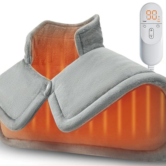 Heating Pad for Neck Shoulders Back, Weighted Heated Wrap, Electric Neck Shoulder Heating Pads 6 Heat Settings 4 Auto-Off,Mothers Day Gifts for Mom, Anniversary Birthday Gifts for Women Men Dad, Grey