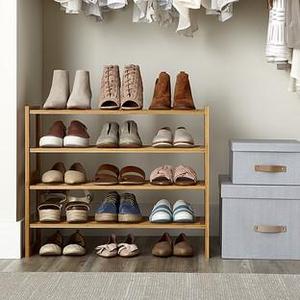 2-Tier Bamboo Stackable Shoe Shelf
