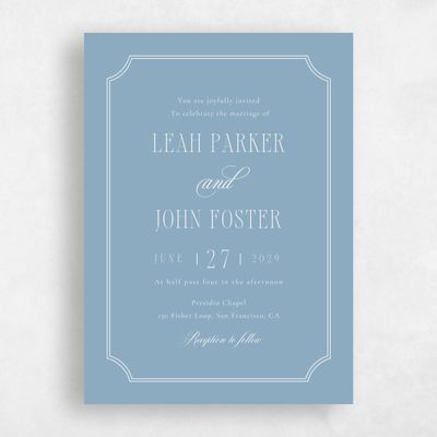 Dusty Blue Wedding Invitation - Dermot Classic