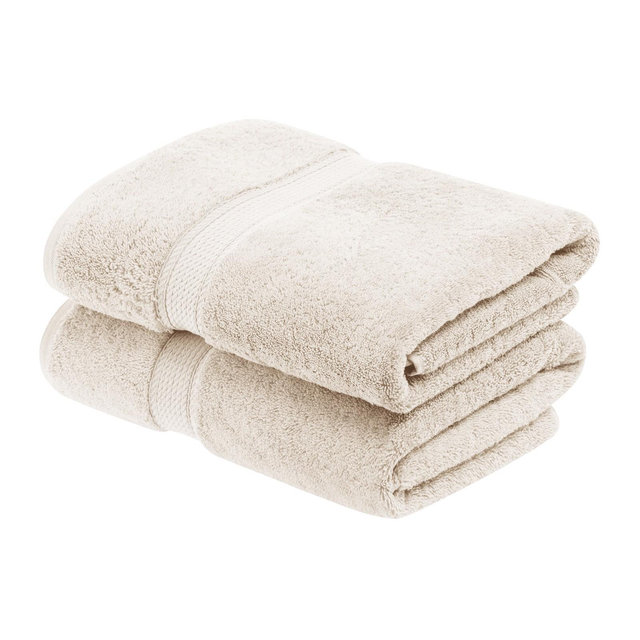 Solid Luxury Premium Cotton 900 GSM Highly Absorbent 2 Piece Bath Towel Set, Cream by Blue Nile Mills