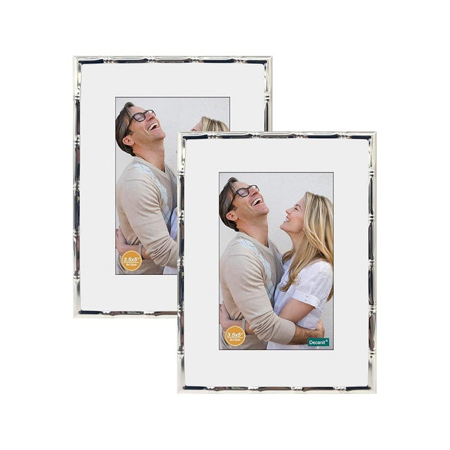 DECANIT 5x7 Picture Frames Metal,Thin Profile Photo Frame 5 by 7 Inch, Display for Wall Mounting or Tabletop Pack of 2,Silver