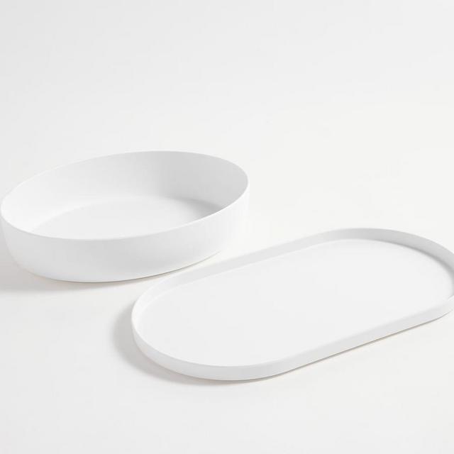 Mason Modern Melamine Serving Platter & Bowl Set - True White