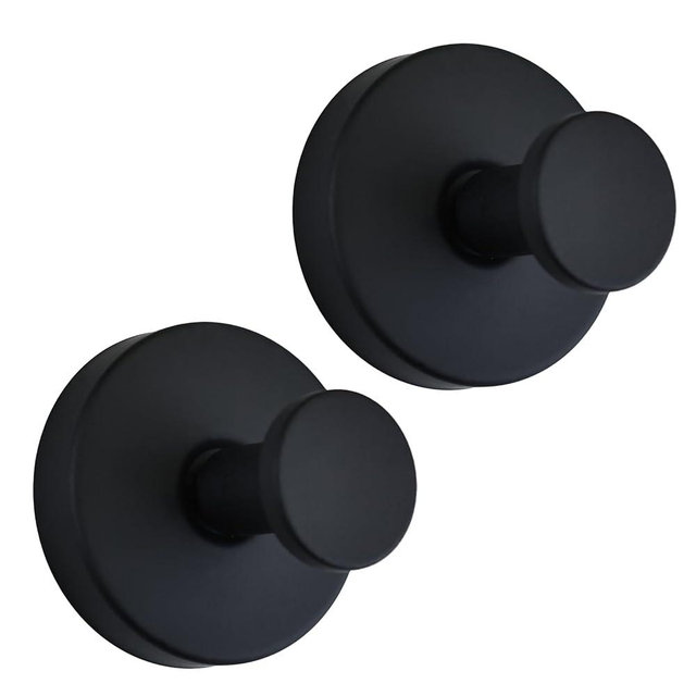 Suction Cup Hooks for Shower Heavy Duty Wreath Hangers for Front Door Waterproof Shower Hooks for Inside, No Drill Adhesive Towel Hooks for Bathroom, Kitchen, Glass Doors, Windows(2, Matte Black)