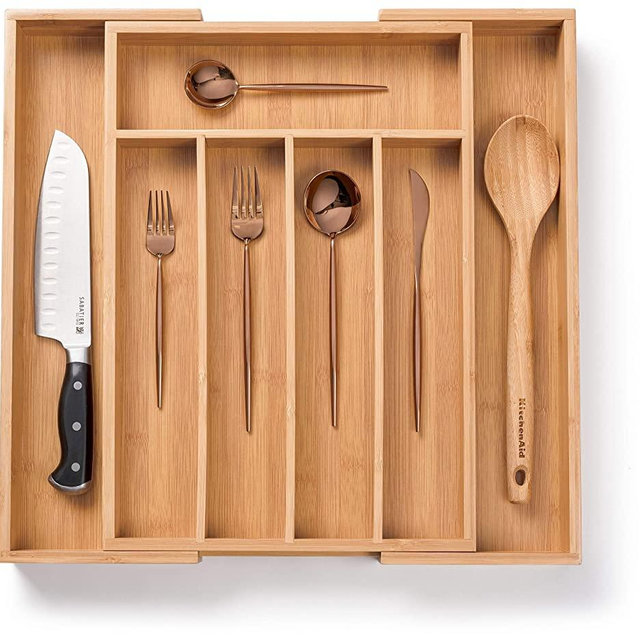 Bellemain Bamboo Expandable, Utensil - Cutlery and Utility Drawer Organizer (7 slot)