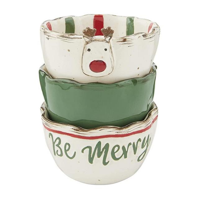 Mud Pie, Reindeer, Christmas Farmhouse Mini Dip Cup Set, 2" x 3" dia