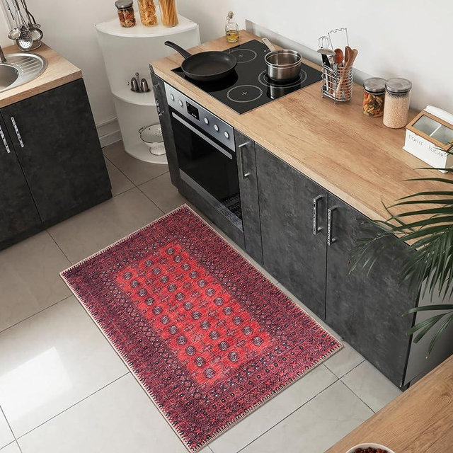 Keen Home Design Machine Washable Area Rugs with Non-Slip Backing, Ideal for Hallway, Living Room, Bedroom, Kitchen and Laundry Room, Vintage Moroccan and Low Pile Rug (2' x 3')
