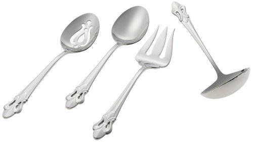 Ginkgo International Fleur de Lis 4-Piece Stainless Steel Hostess Serving Set