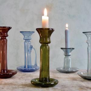 Porta Candele Olive - La Soufflerie - Mouth-blown recycled glass