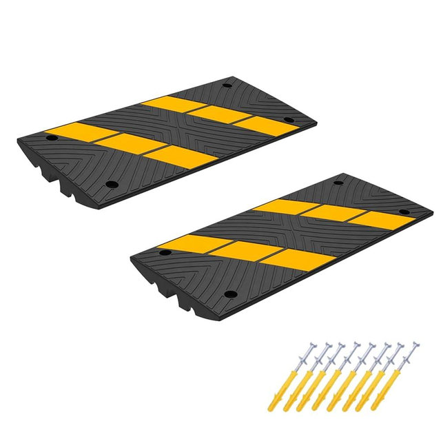 2-Pack 35.4" x15.75”x2.6 Heavy Duty Rubber Curb Ramp Threshold Bridge Tracks Curb Ramps 22,000 lbs Capacity Driveway Ramp for Cars Trucks SUVs, Wheelchairs, Warehouse- Black Car Ramps for Driveway