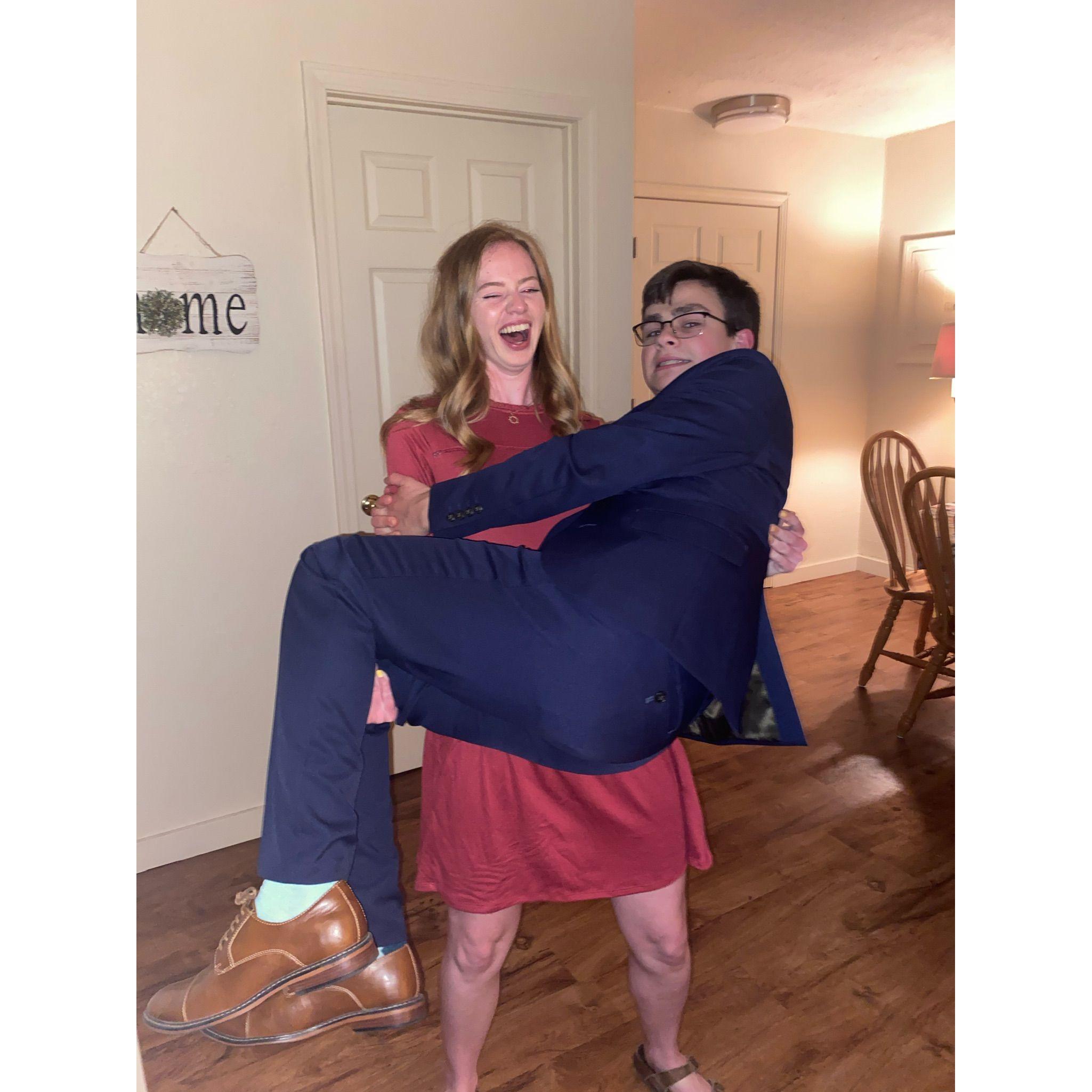 He wears the pants but I’ve got the muscles