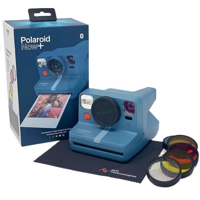 Polaroid Now+ Blue Gray (9063) - Bluetooth Connected I-Type Instant Film Camera with Bonus Lens Filter Set - Zell Kit
