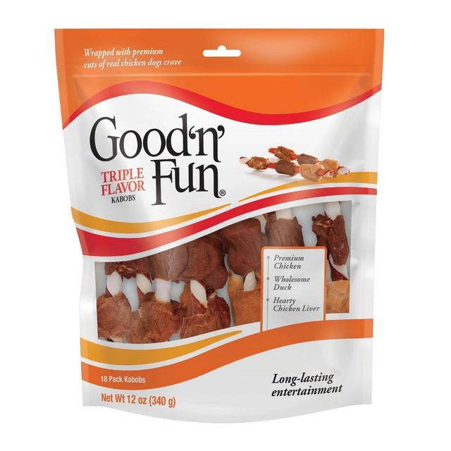 Good 'N' Fun Triple Flavor Kabobs Long Lasting Dog Treats - 12oz