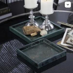 Tisbury Lane Marble 2-Piece Square Living Room Decor Tray Set