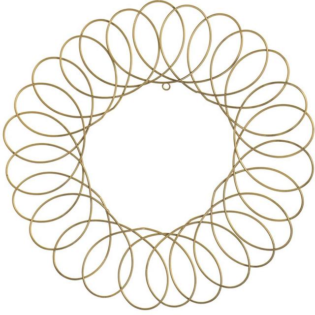 Red Co. Old Gold Metal Wreath - Wall Mount Christmas Card Holder - 17" Dia