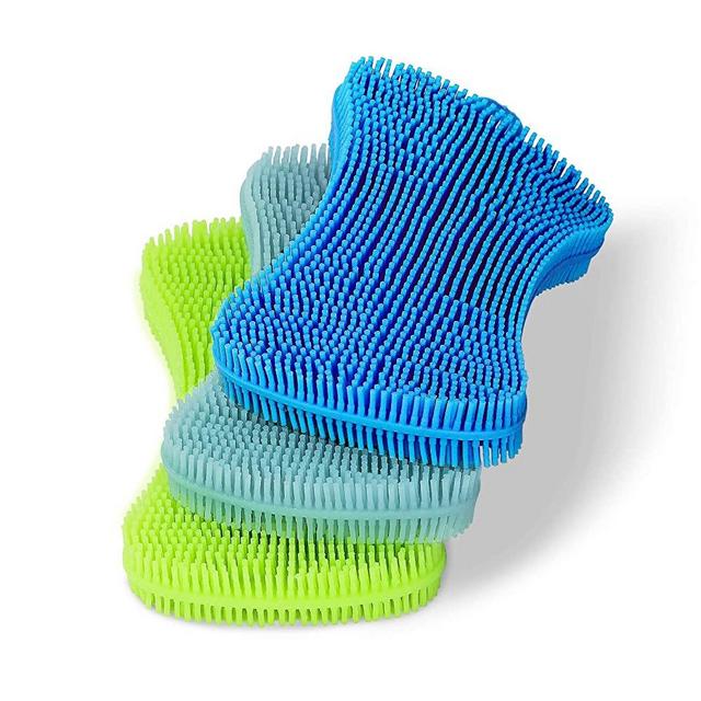 Silicone Sponge Dish Sponge, Silicone Sponge Dish Washing Kitchen Gadgets Brush Accessories, Sponges Kitchen Double Sided Silicon Brush (3 Pack)