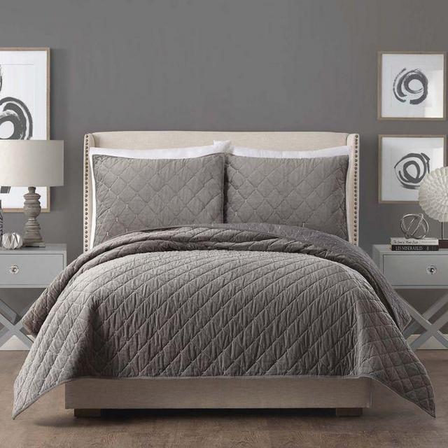 Ayesha Curry™ Cotton Velvet King Quilt in Grey