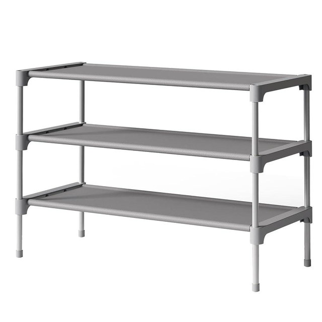 Kitsure Shoe Rack - Premium Non-Woven Shoe Rack Shelf, Shoe Organizer for Closet, Entryway, Garage & Corridor, Sturdy & Durable Long Stackable Shoe Shelves, Medium, Grey